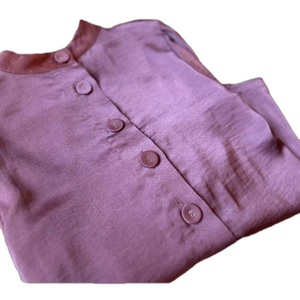 Women’s ModCloth Silky Orange/Brown Button Down Back Blouse Size M